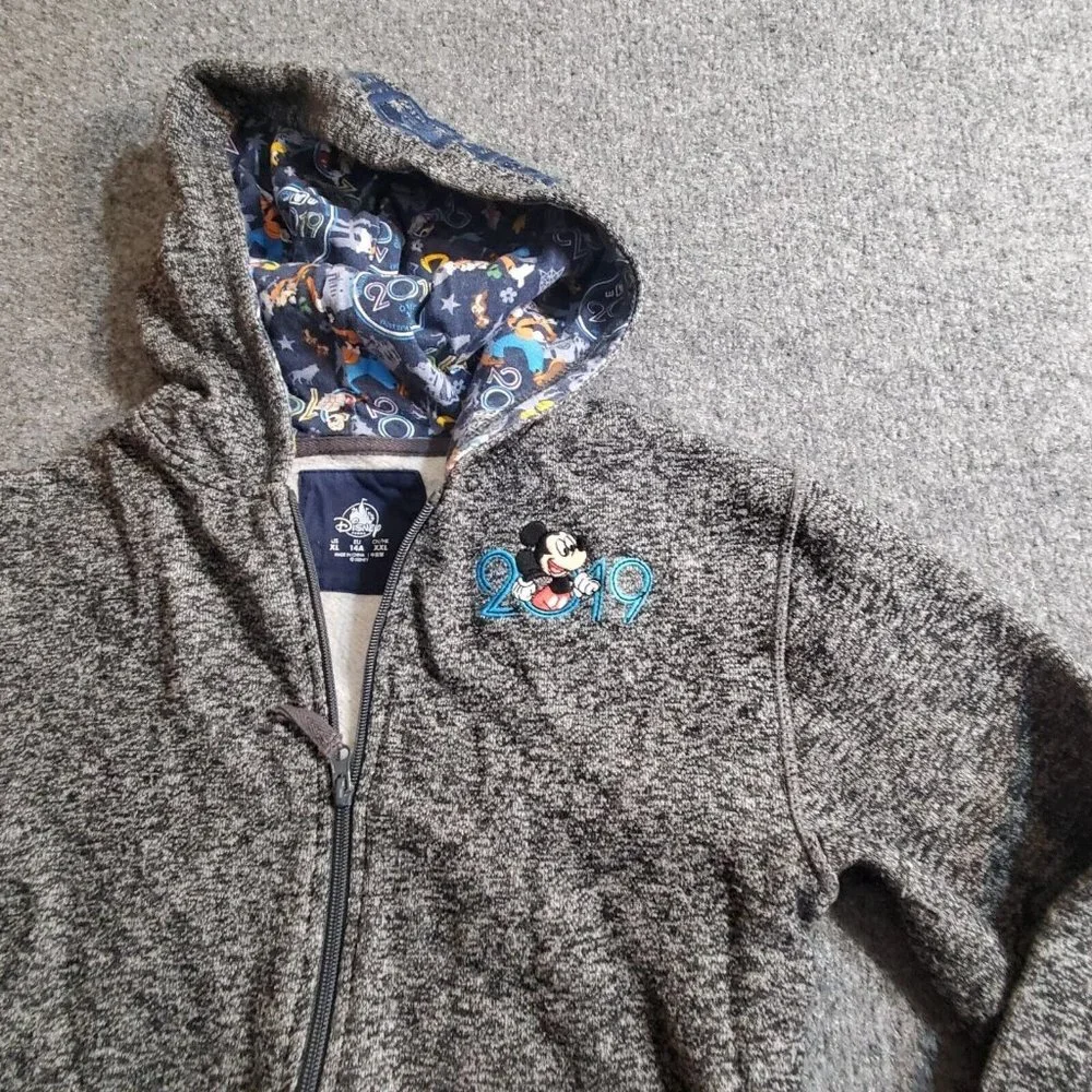 2019 Disney Parks Full Zip Hoodie Sweatshirt Embroidered Mickey Mouse Youth XL - Picture 11 of 16
